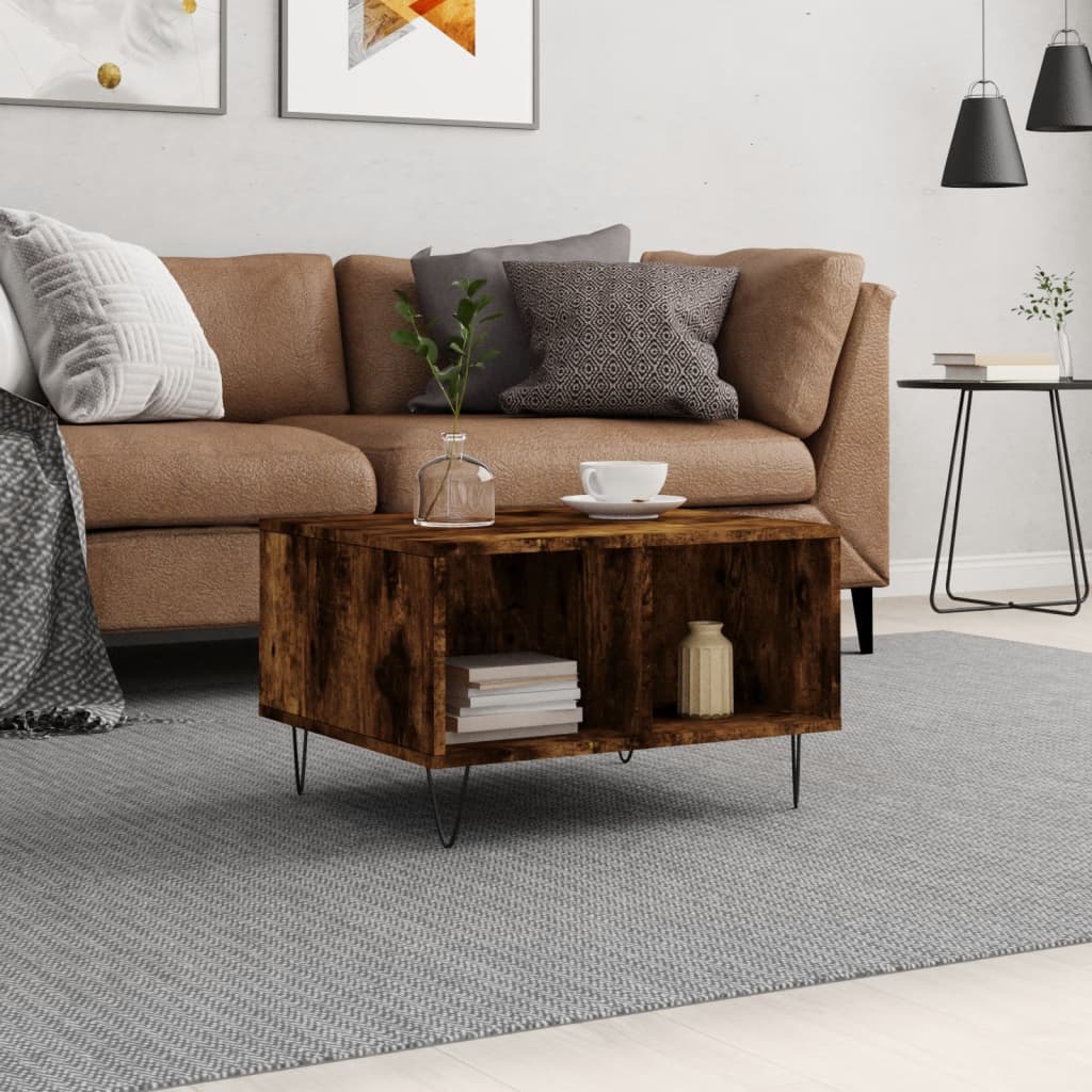 Table basse Chêne fumé 60x50x36,5 cm Bois d'ingénierie - XIOS