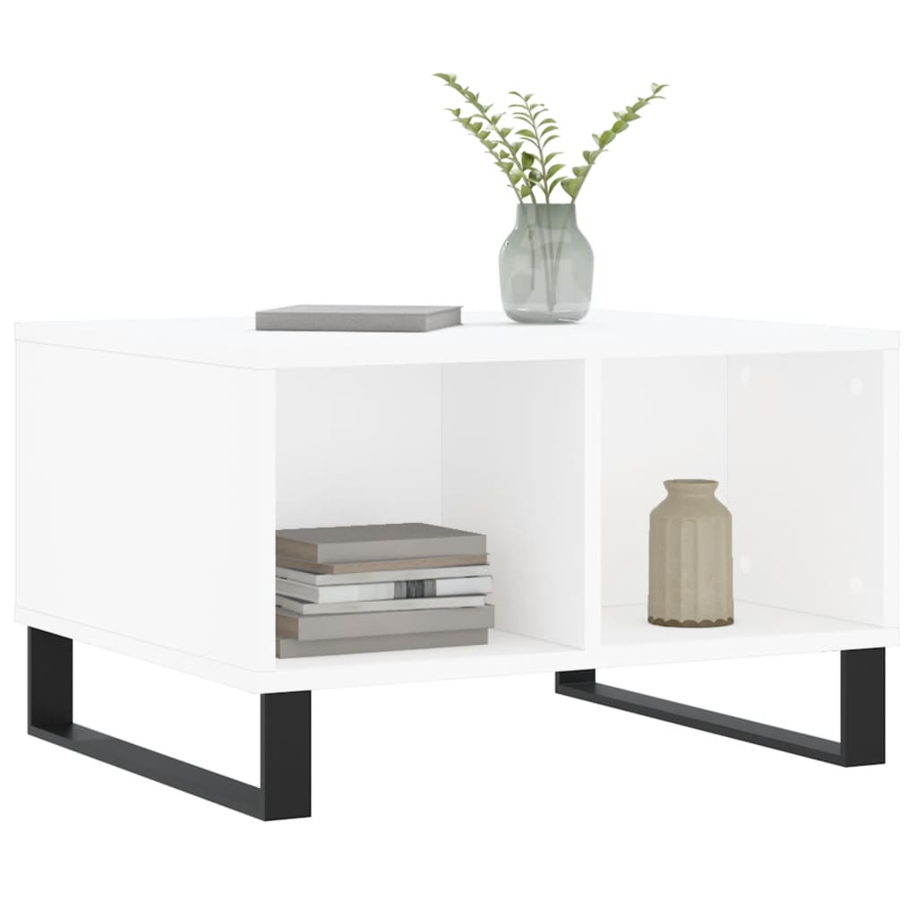 Table basse Blanc 60x50x36,5 cm Bois d'ingénierie - XIOS