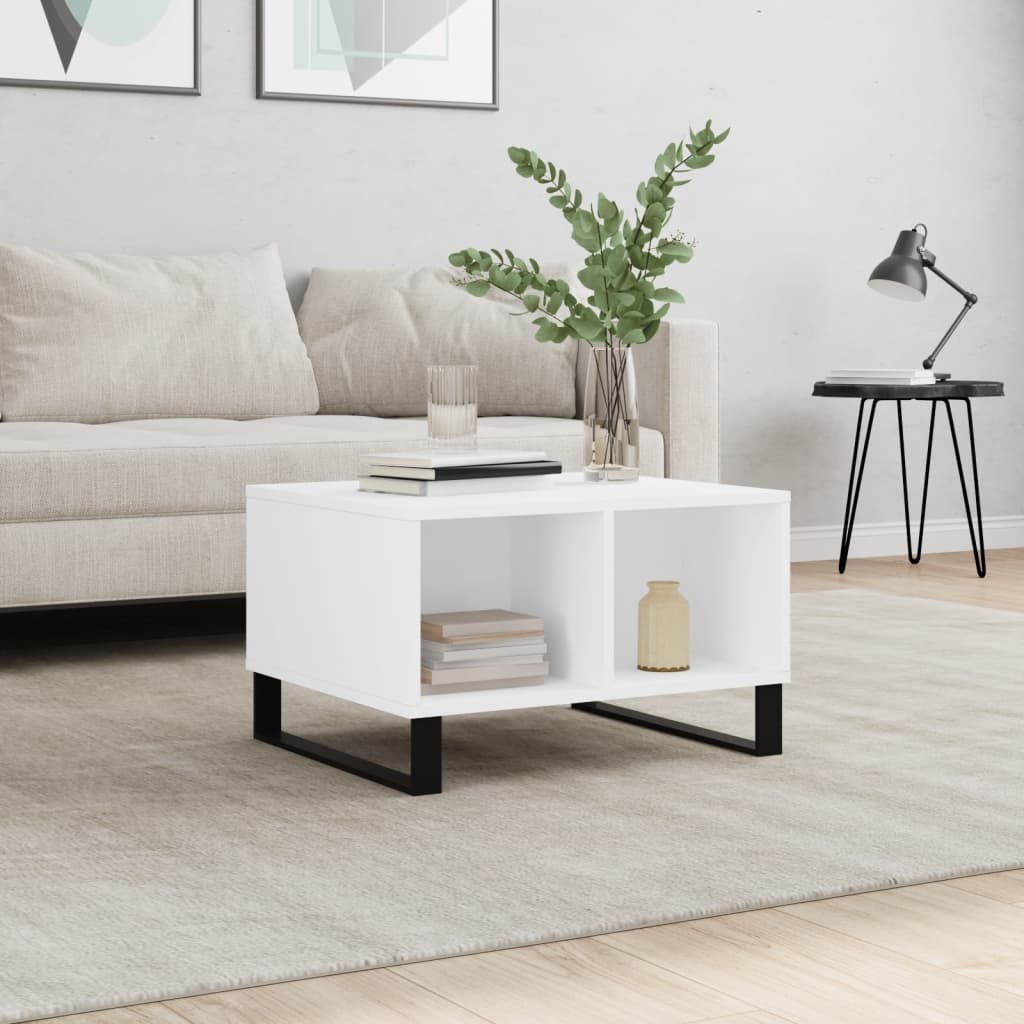 Table basse Blanc 60x50x36,5 cm Bois d'ingénierie - XIOS