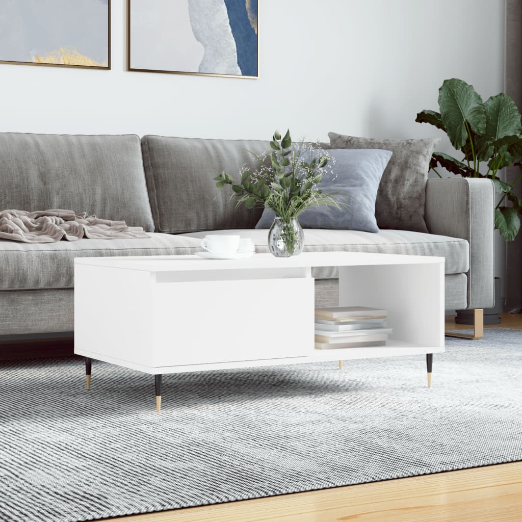 Table basse Blanc 90x50x36,5 cm Bois d'ingénierie - XIOS