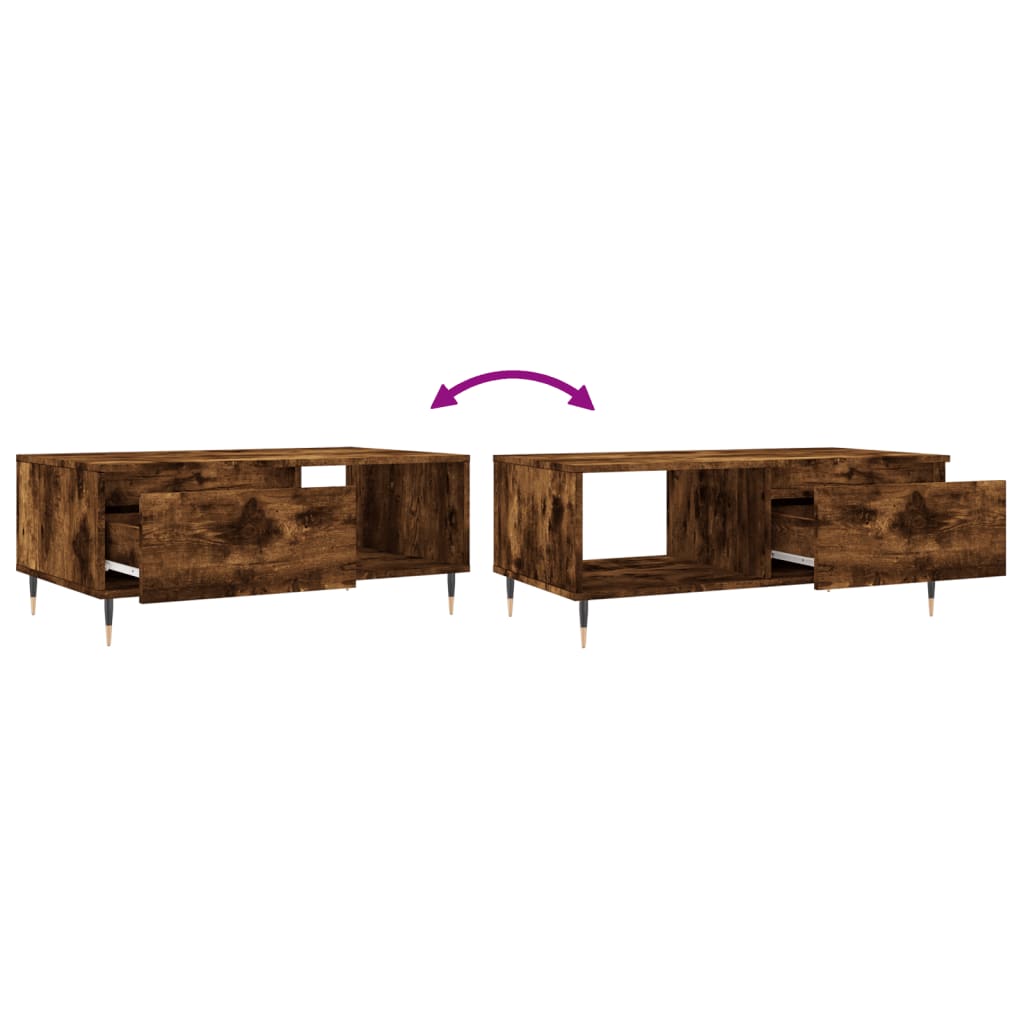 Table basse Chêne fumé 90x50x36,5 cm Bois d'ingénierie - XIOS