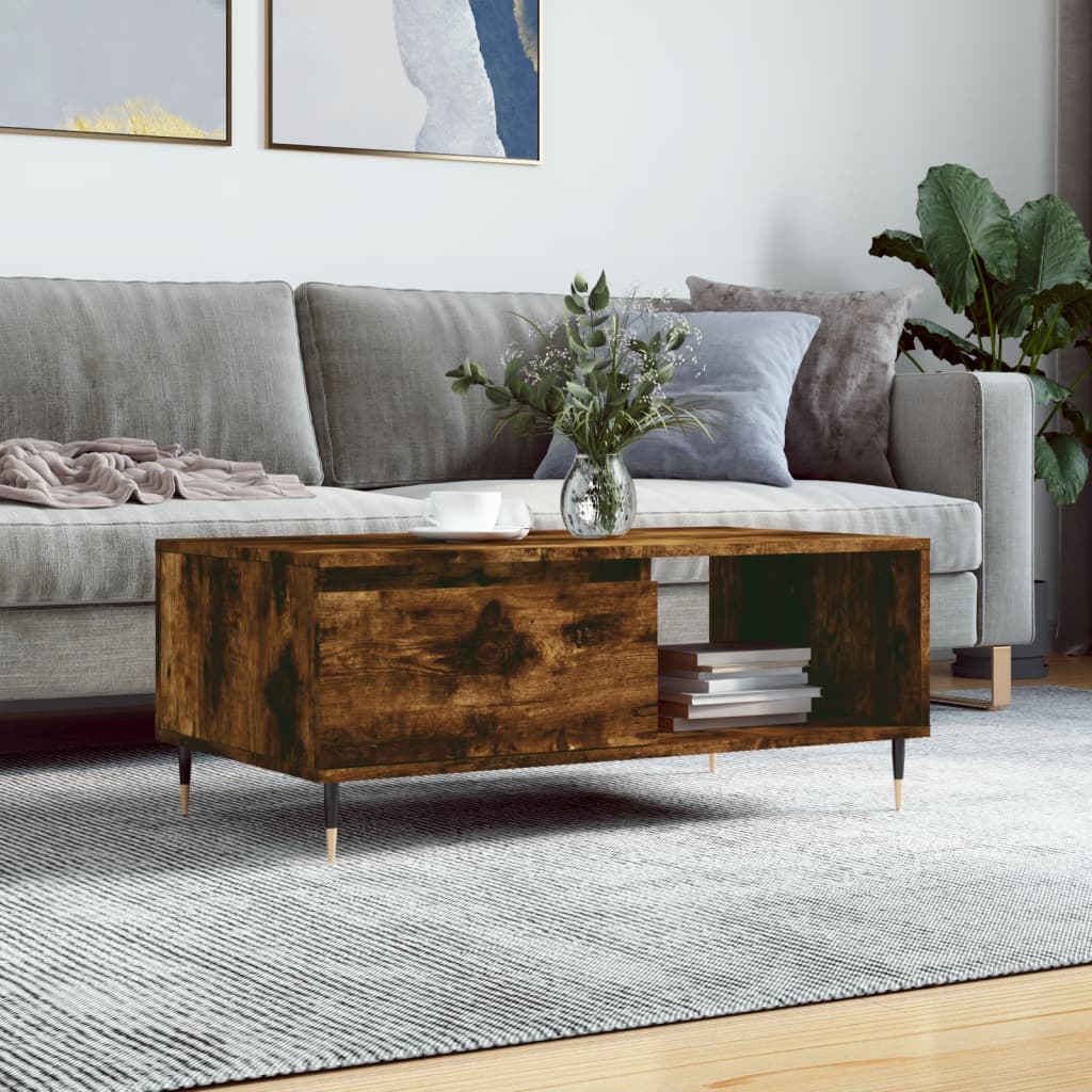 Table basse Chêne fumé 90x50x36,5 cm Bois d'ingénierie - XIOS