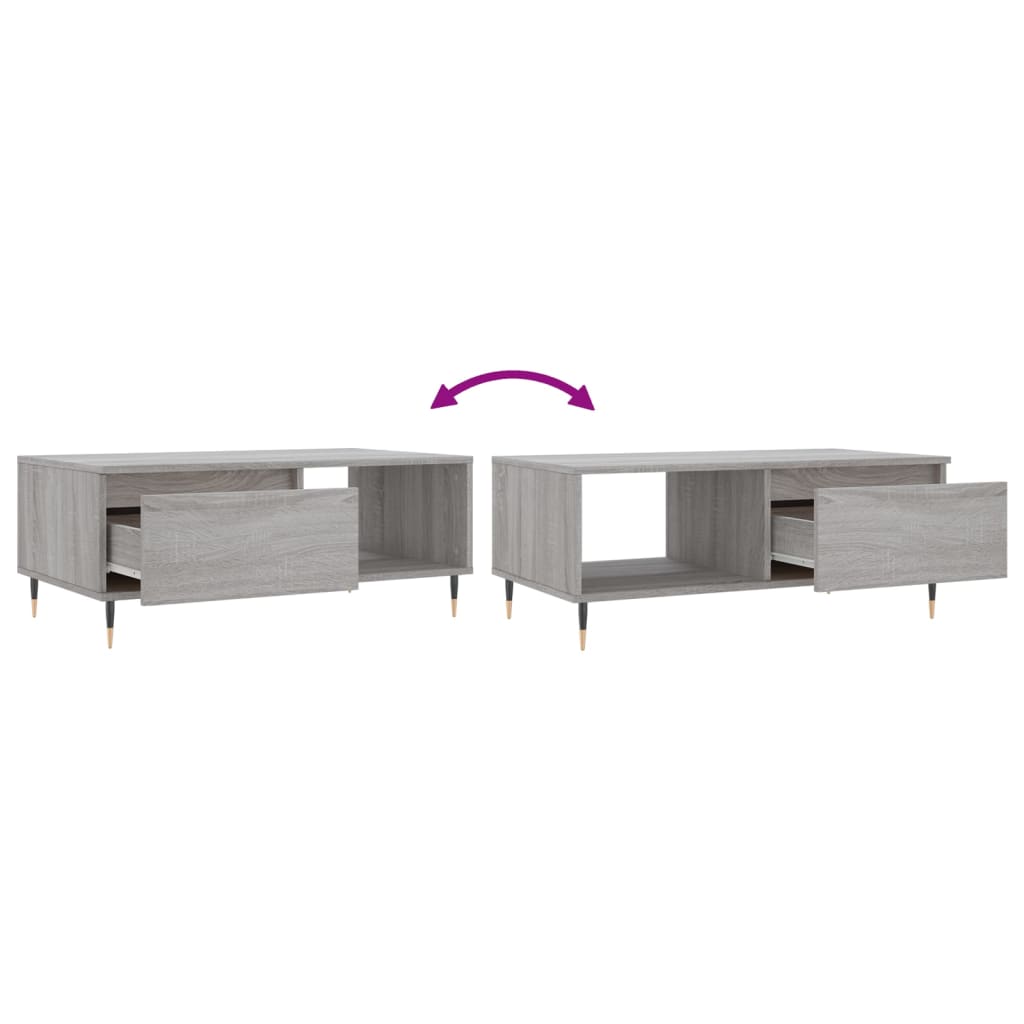 Table basse Sonoma gris 90x50x36,5 cm Bois d'ingénierie - XIOS
