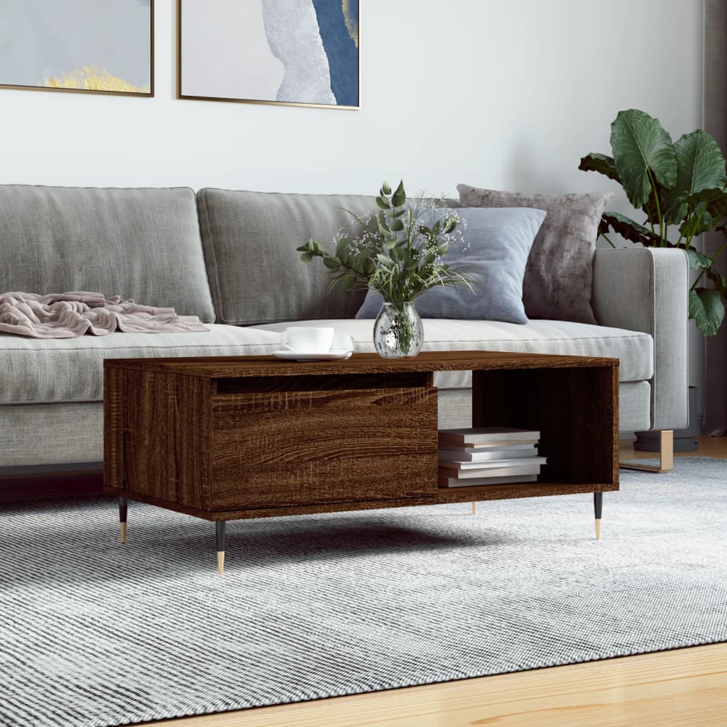 Table basse Chêne marron 90x50x36,5 cm Bois d'ingénierie - XIOS