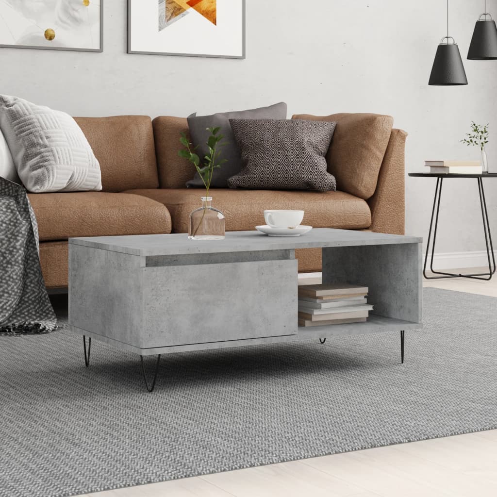 Table basse Gris béton 90x50x36,5 cm Bois d'ingénierie - XIOS