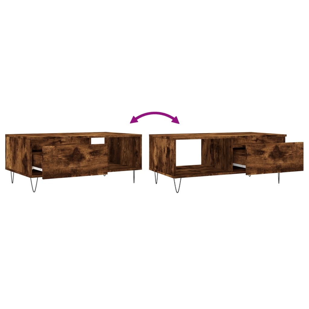 Table basse Chêne fumé 90x50x36,5 cm Bois d'ingénierie - XIOS