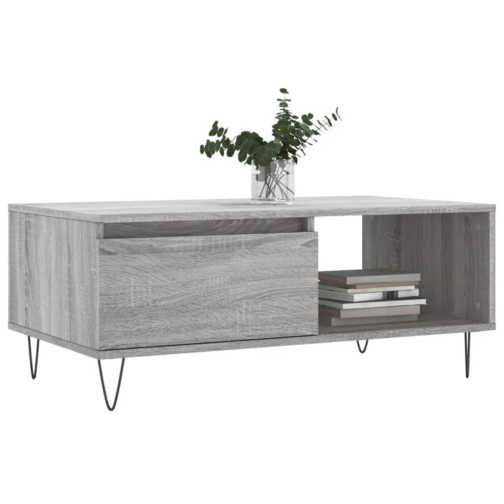 Table basse Sonoma gris 90x50x36,5 cm Bois d'ingénierie - XIOS