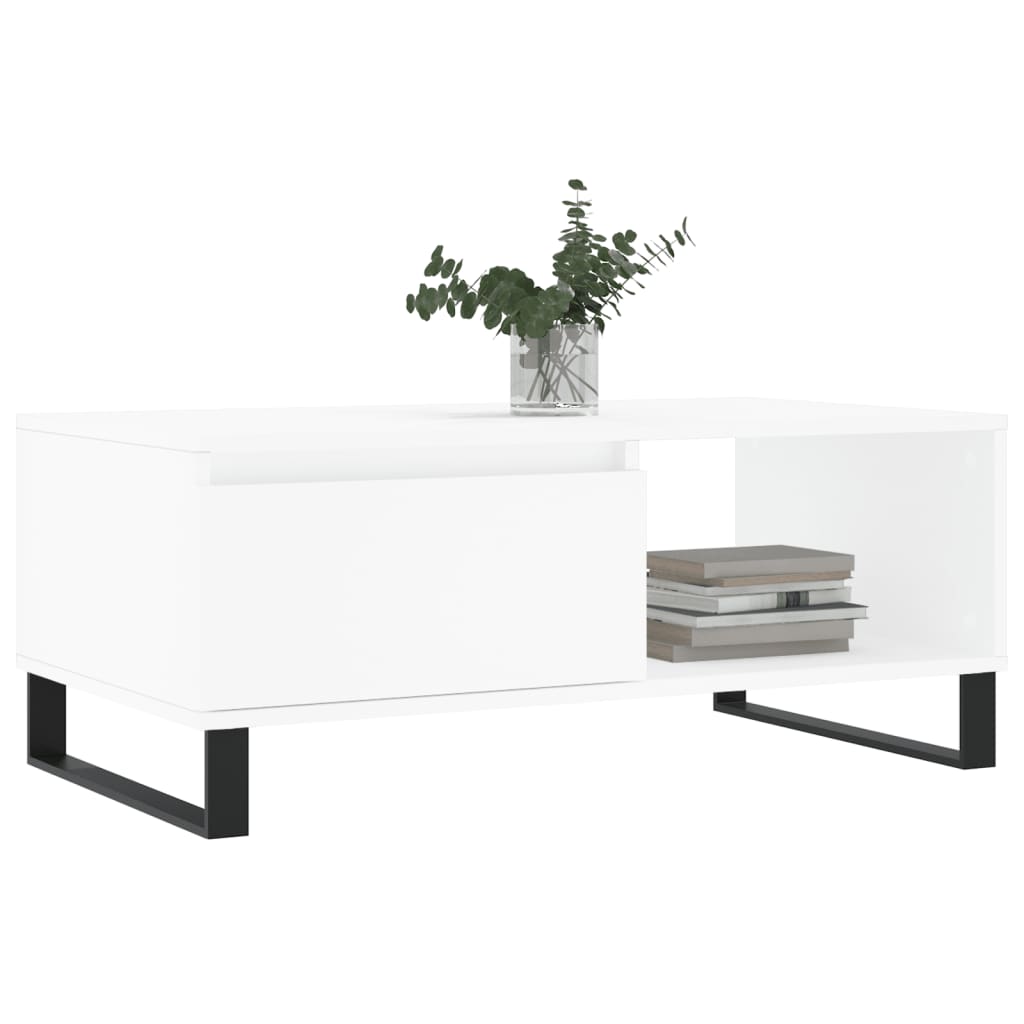 Table basse Blanc 90x50x36,5 cm Bois d'ingénierie - XIOS