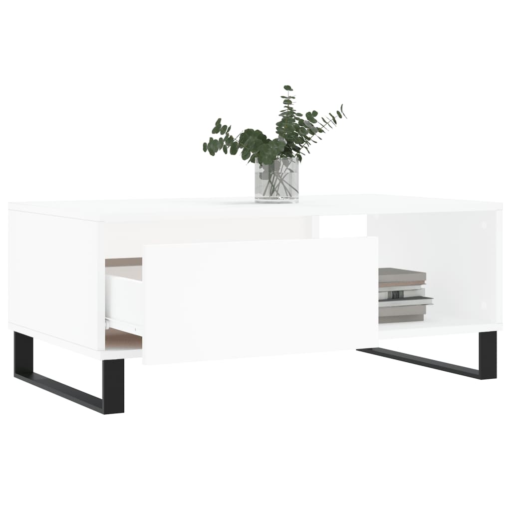 Table basse Blanc 90x50x36,5 cm Bois d'ingénierie - XIOS