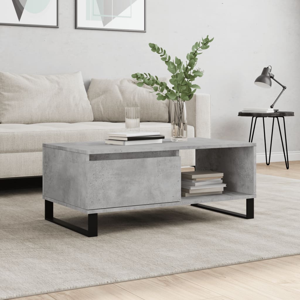 Table basse Gris béton 90x50x36,5 cm Bois d'ingénierie - XIOS