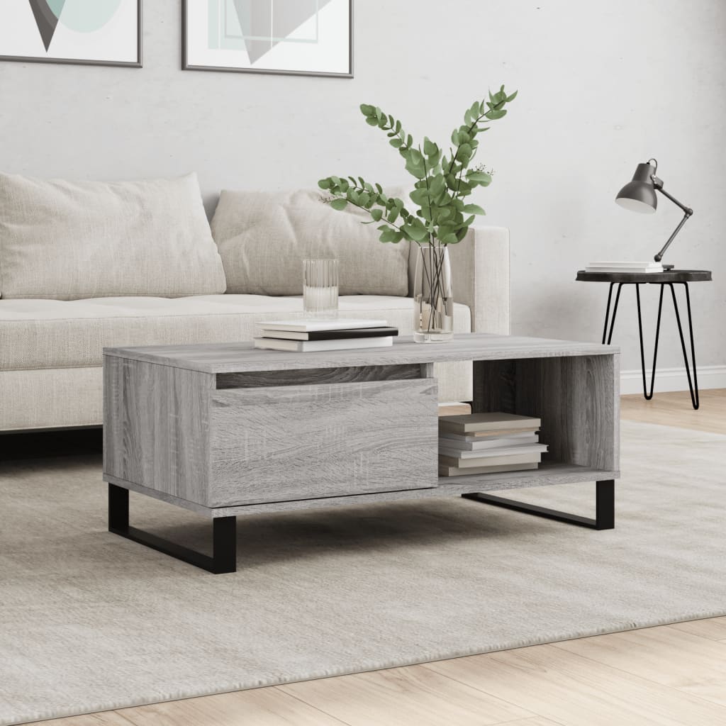 Table basse Sonoma gris 90x50x36,5 cm Bois d'ingénierie - XIOS
