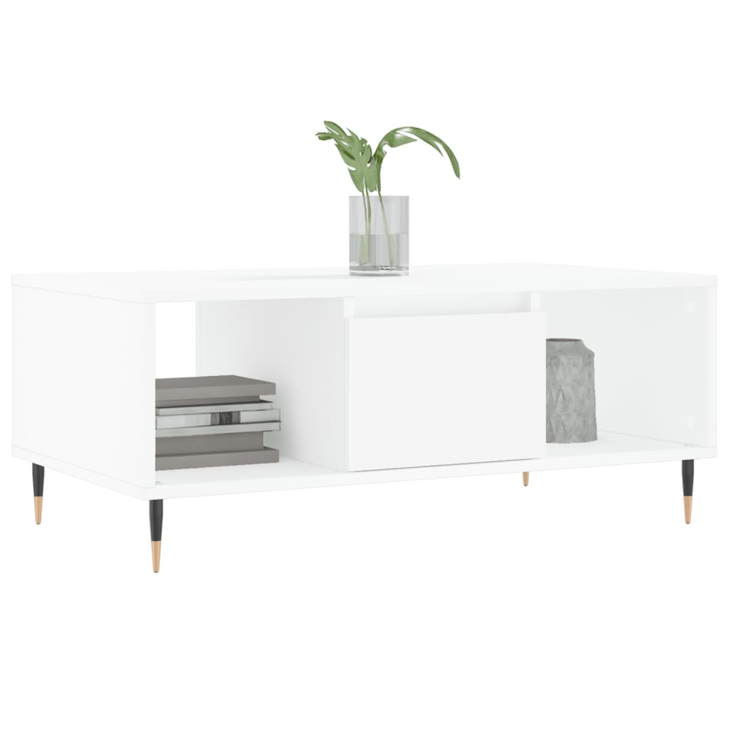 Table basse Blanc 90x50x36,5 cm Bois d'ingénierie - XIOS