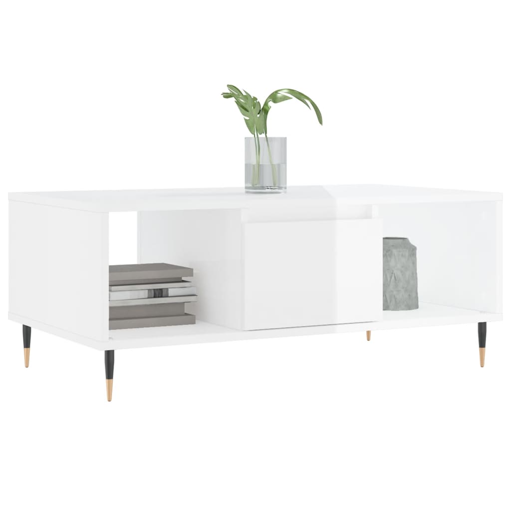 Table basse Blanc brillant 90x50x36,5 cm Bois d'ingénierie - XIOS