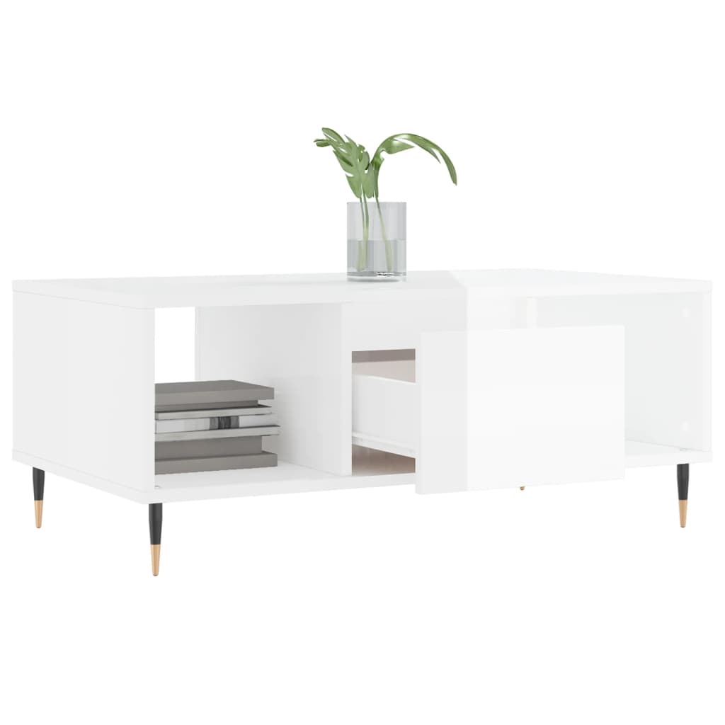 Table basse Blanc brillant 90x50x36,5 cm Bois d'ingénierie - XIOS