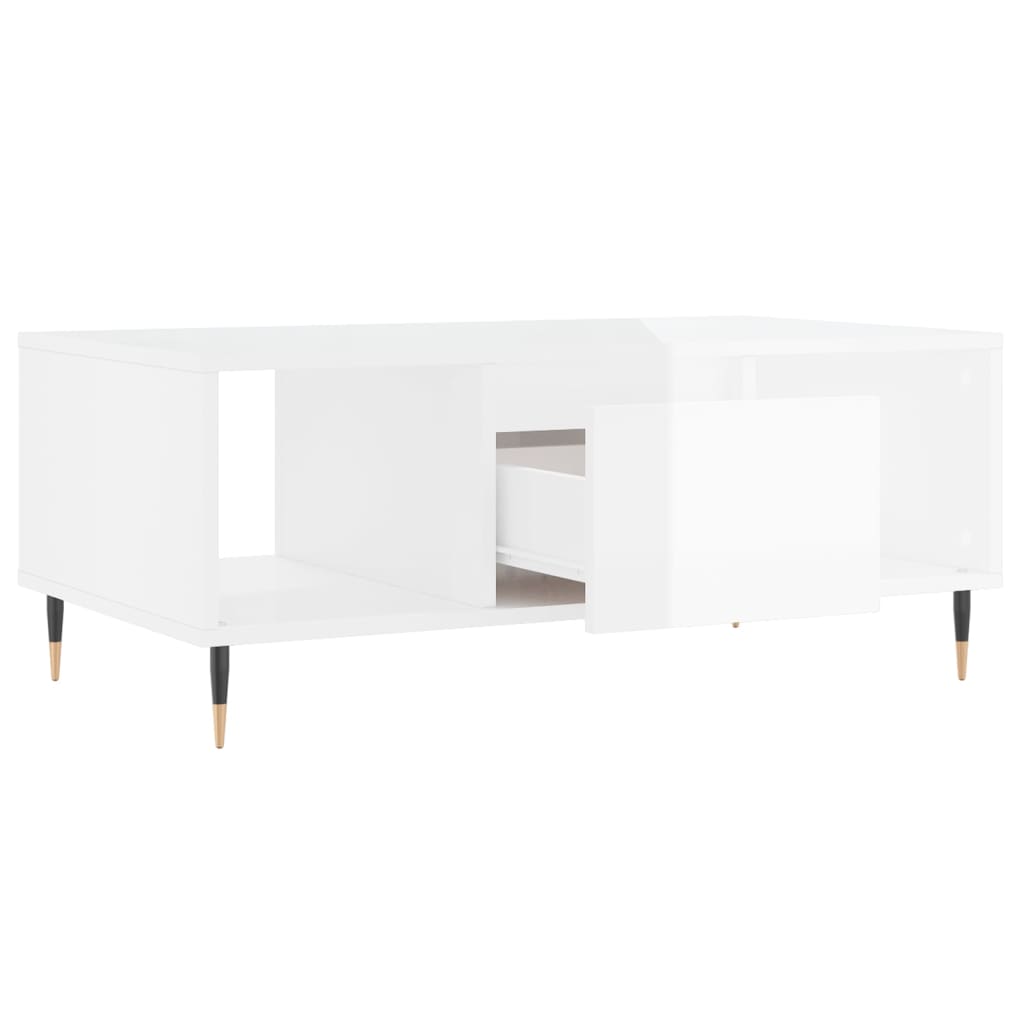 Table basse Blanc brillant 90x50x36,5 cm Bois d'ingénierie - XIOS