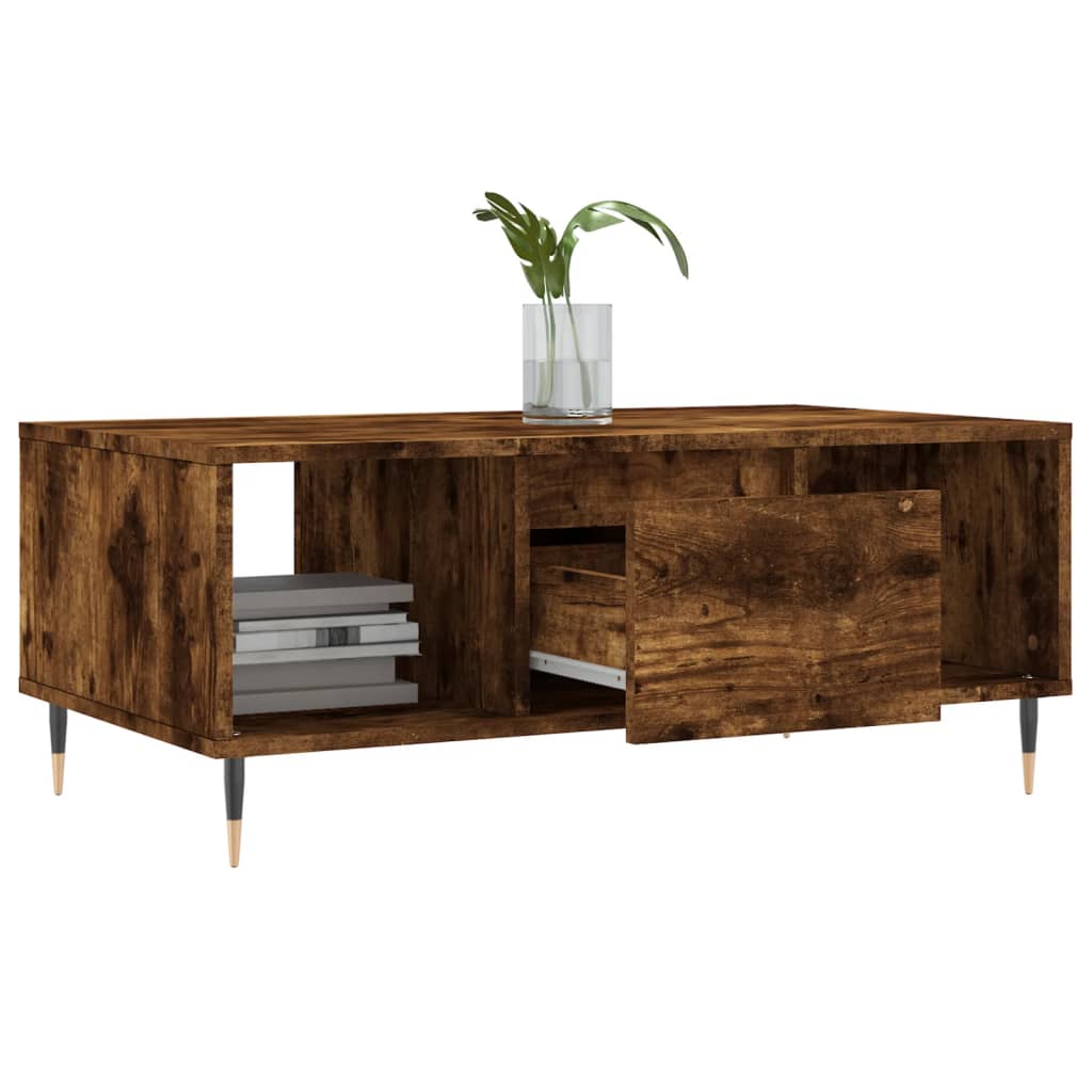 Table basse Chêne fumé 90x50x36,5 cm Bois d'ingénierie - XIOS