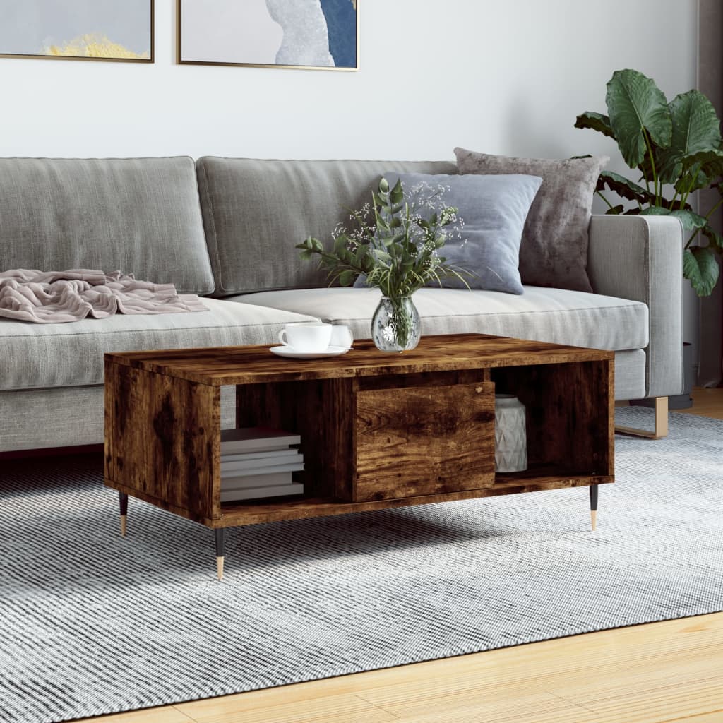Table basse Chêne fumé 90x50x36,5 cm Bois d'ingénierie - XIOS