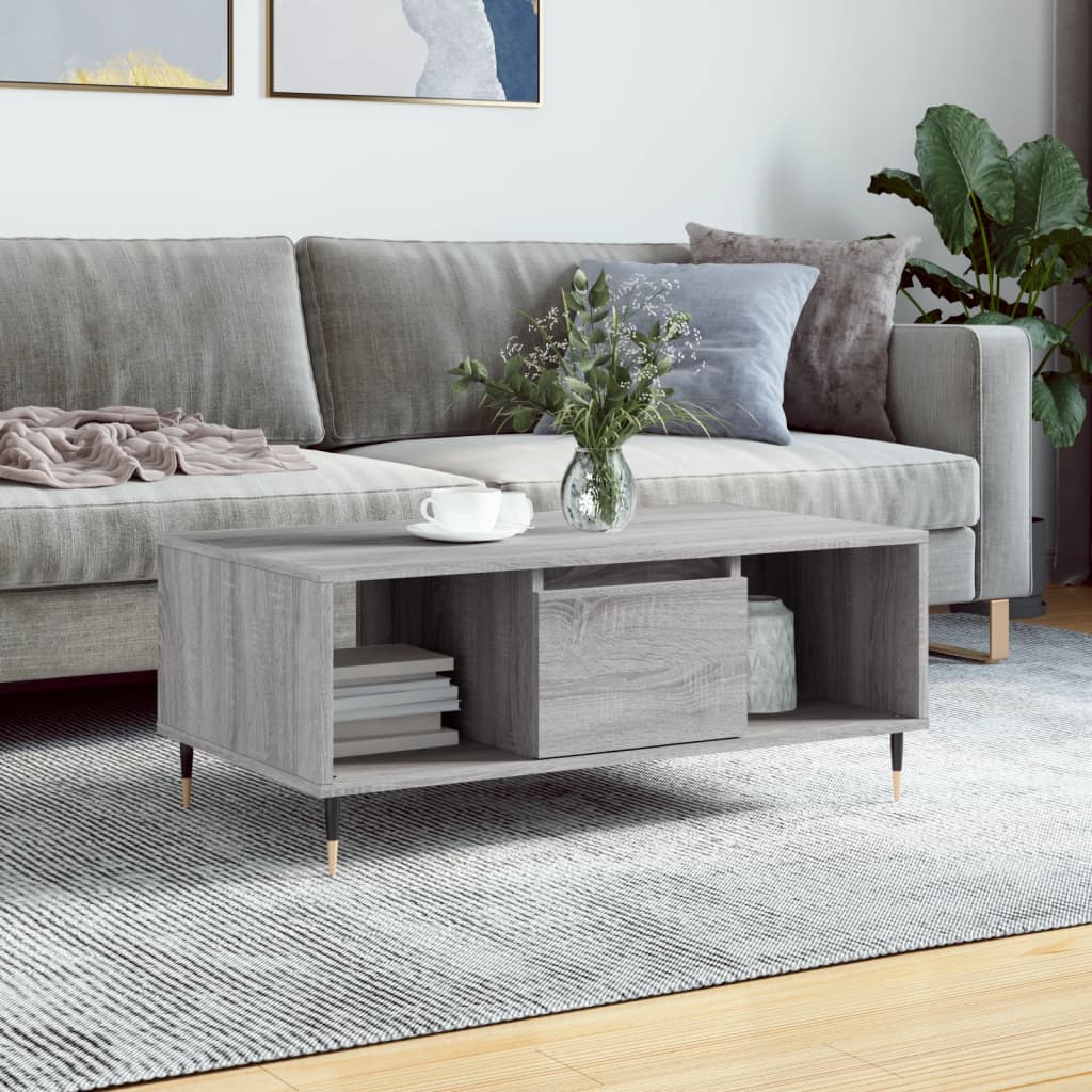 Table basse Sonoma gris 90x50x36,5 cm Bois d'ingénierie - XIOS