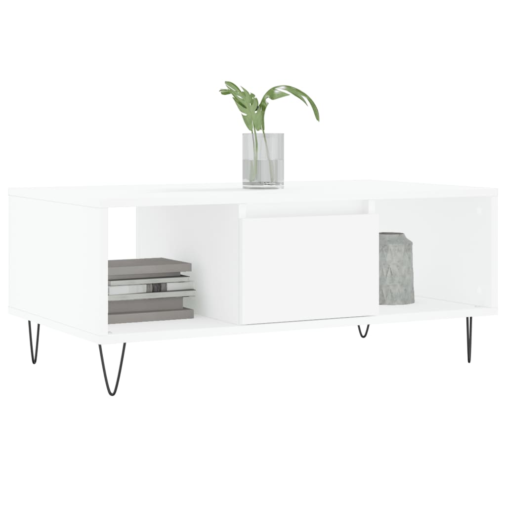 Table basse Blanc 90x50x36,5 cm Bois d'ingénierie XIOS
