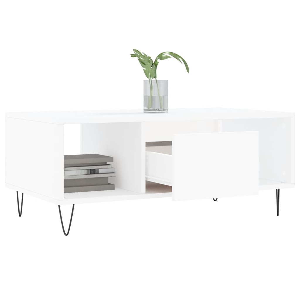 Table basse Blanc 90x50x36,5 cm Bois d'ingénierie XIOS