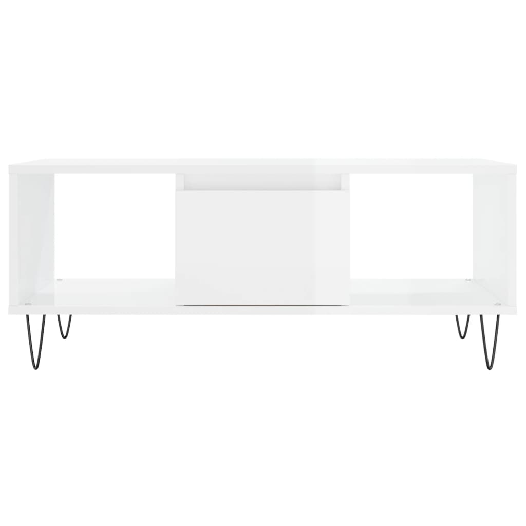 Table basse Blanc brillant 90x50x36,5 cm Bois d'ingénierie - XIOS
