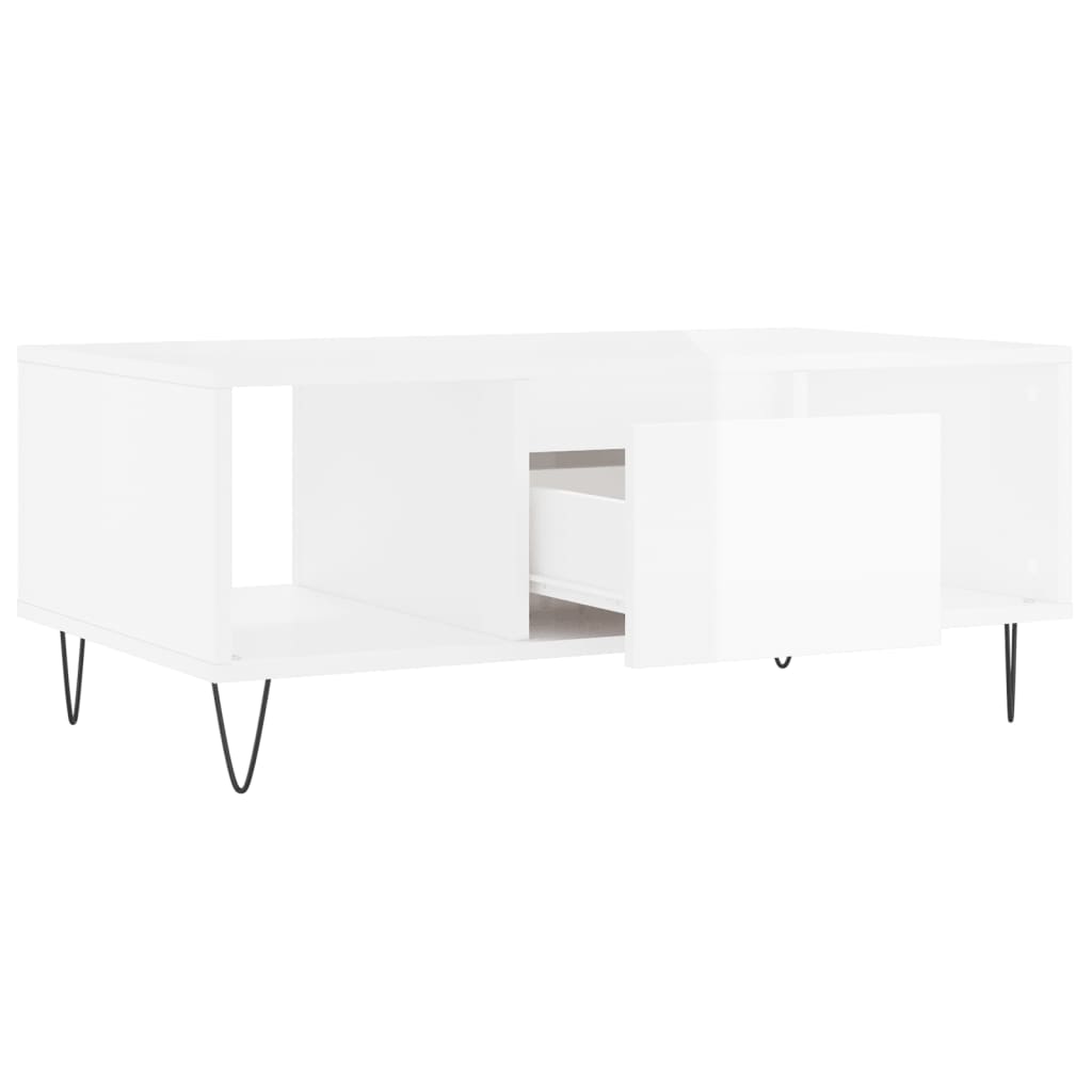 Table basse Blanc brillant 90x50x36,5 cm Bois d'ingénierie - XIOS