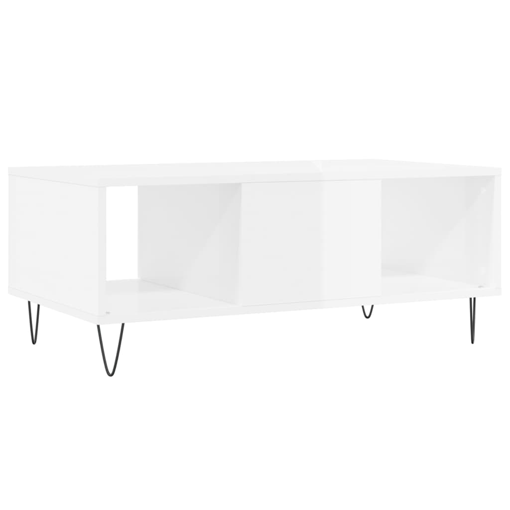 Table basse Blanc brillant 90x50x36,5 cm Bois d'ingénierie - XIOS
