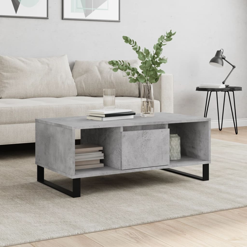 Table basse Gris béton 90x50x36,5 cm Bois d'ingénierie - XIOS
