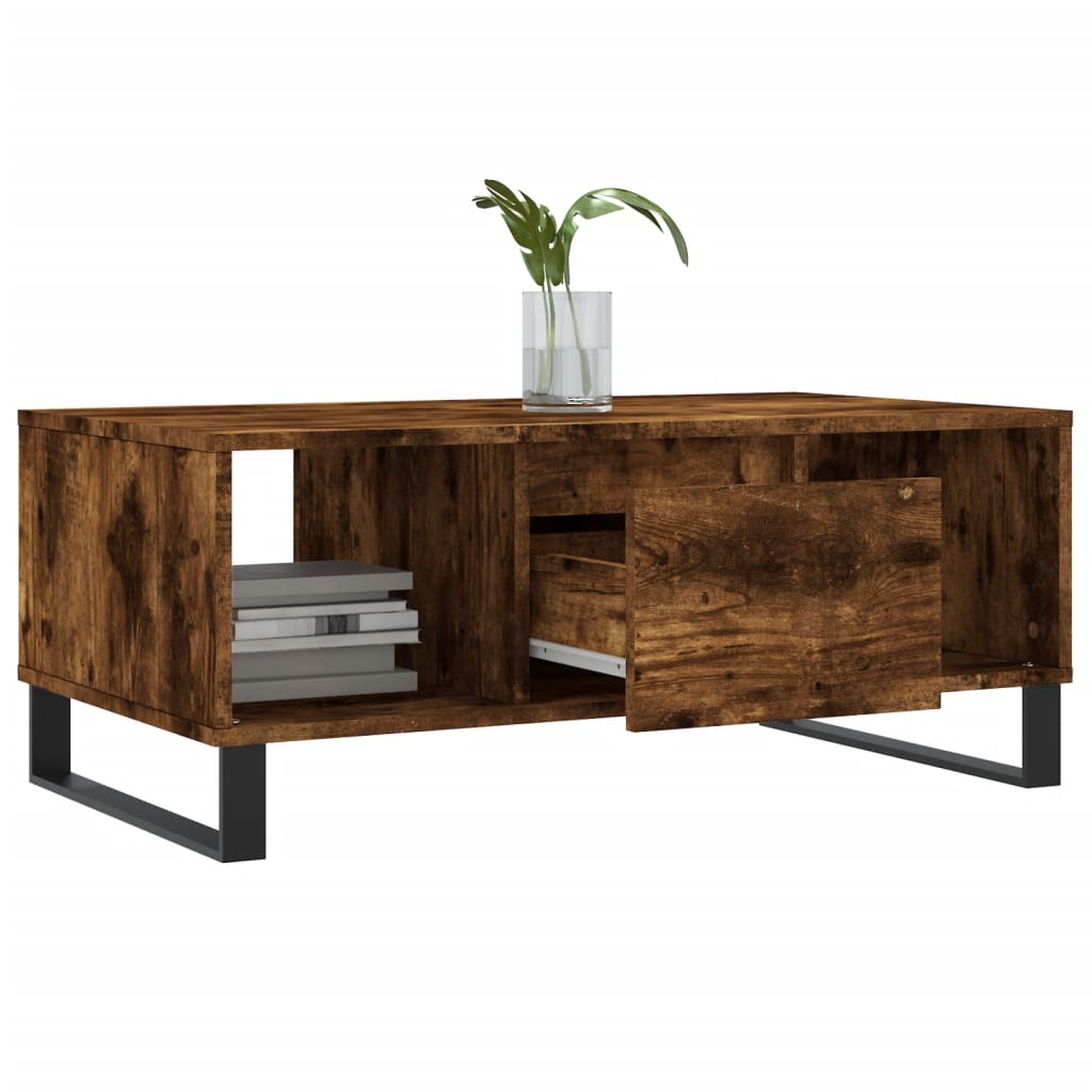 Table basse Chêne fumé 90x50x36,5 cm Bois d'ingénierie - XIOS