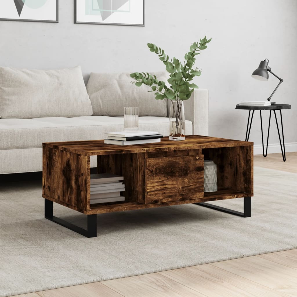 Table basse Chêne fumé 90x50x36,5 cm Bois d'ingénierie - XIOS