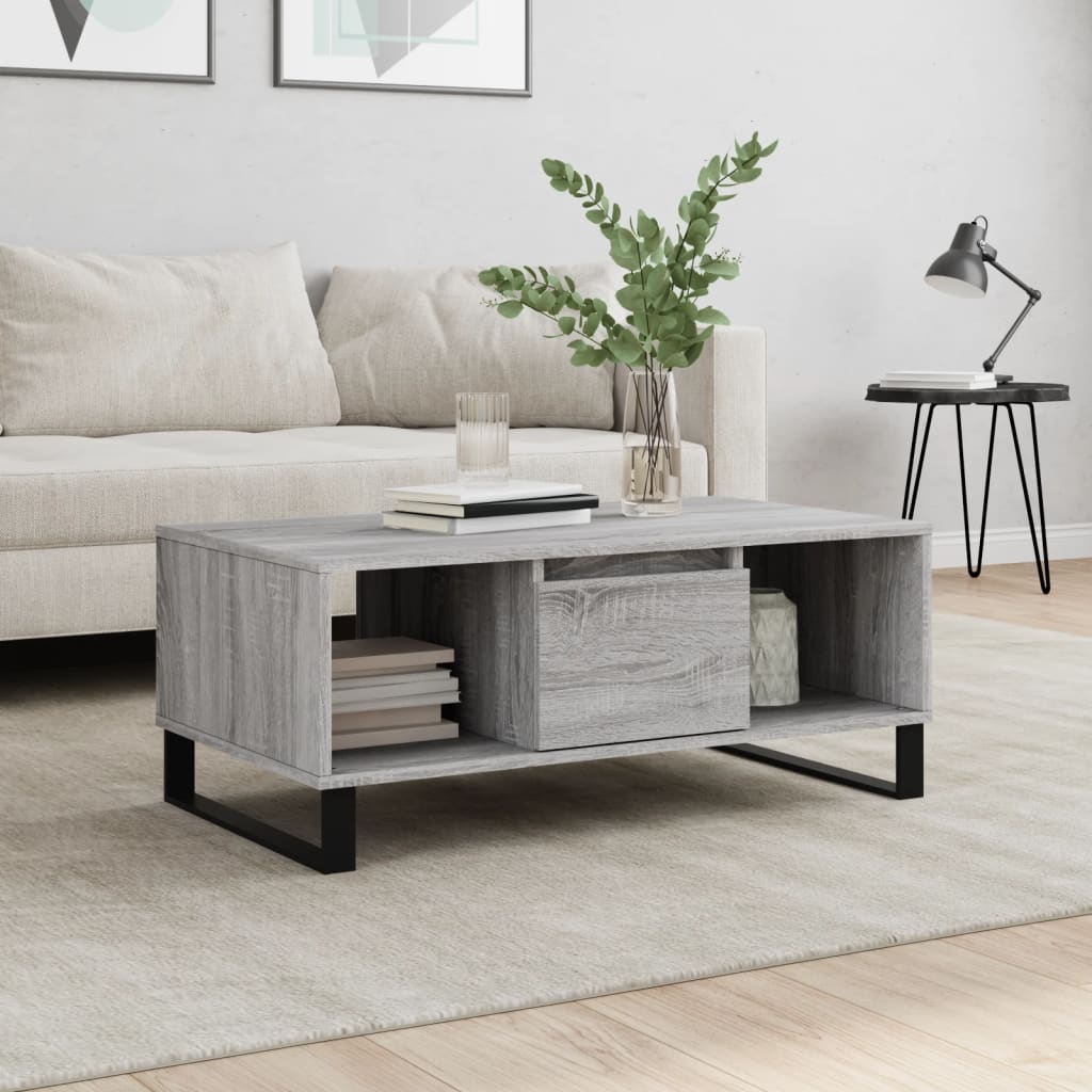 Table basse Sonoma gris 90x50x36,5 cm Bois d'ingénierie - XIOS