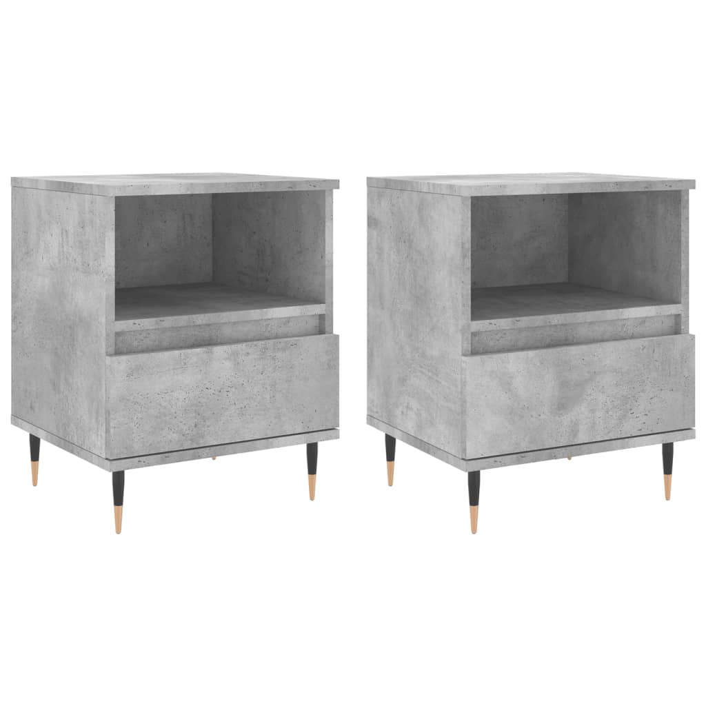 Tables de chevet 2 pcs gris béton 40x35x50 cm bois d’ingénierie - XIOS