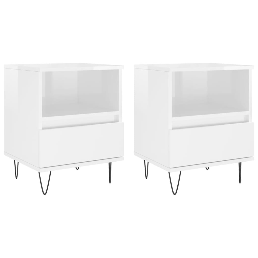 Tables de chevet 2 pcs blanc brillant 40x35x50 cm - XIOS