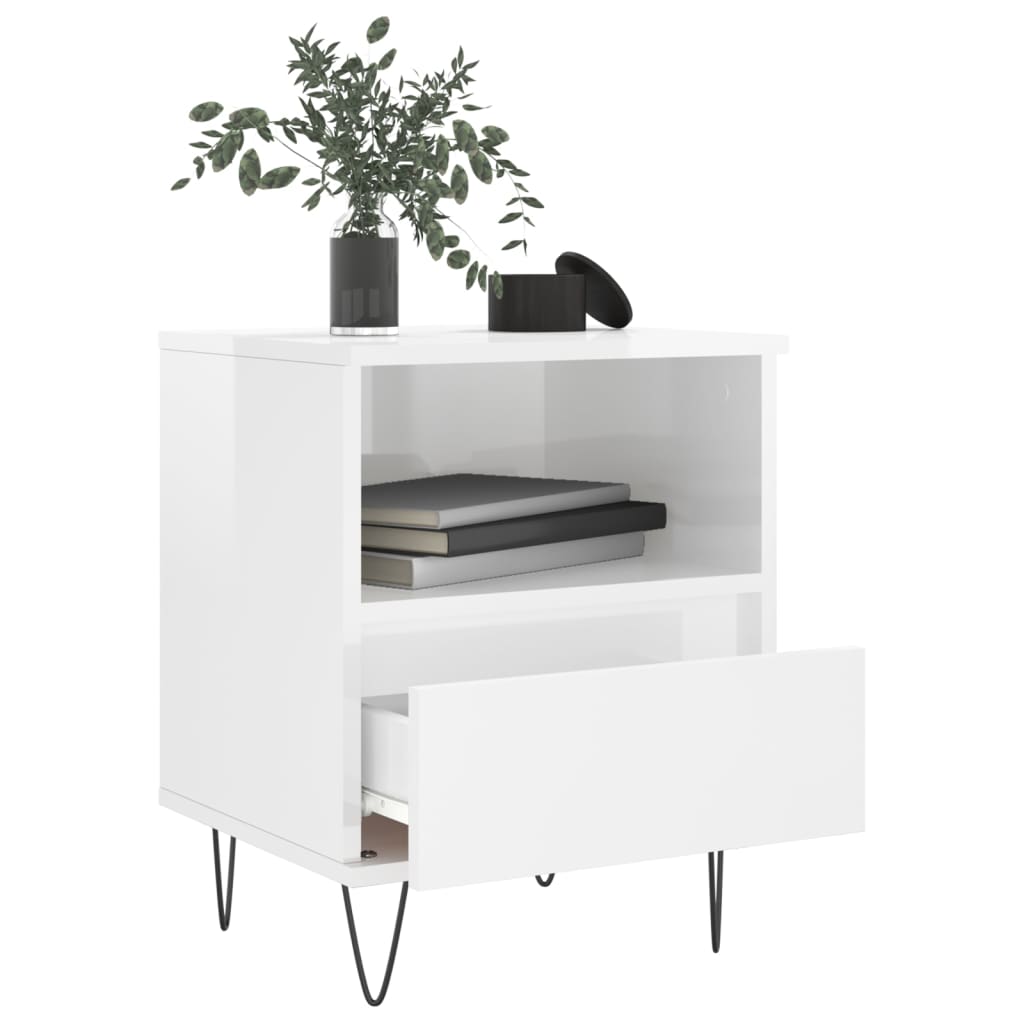 Tables de chevet 2 pcs blanc brillant 40x35x50 cm - XIOS