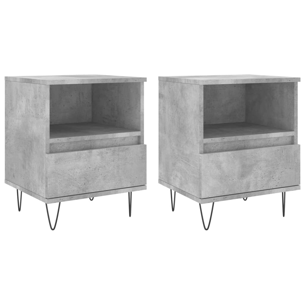 Tables de chevet 2 pcs gris béton 40x35x50 cm bois d’ingénierie - XIOS