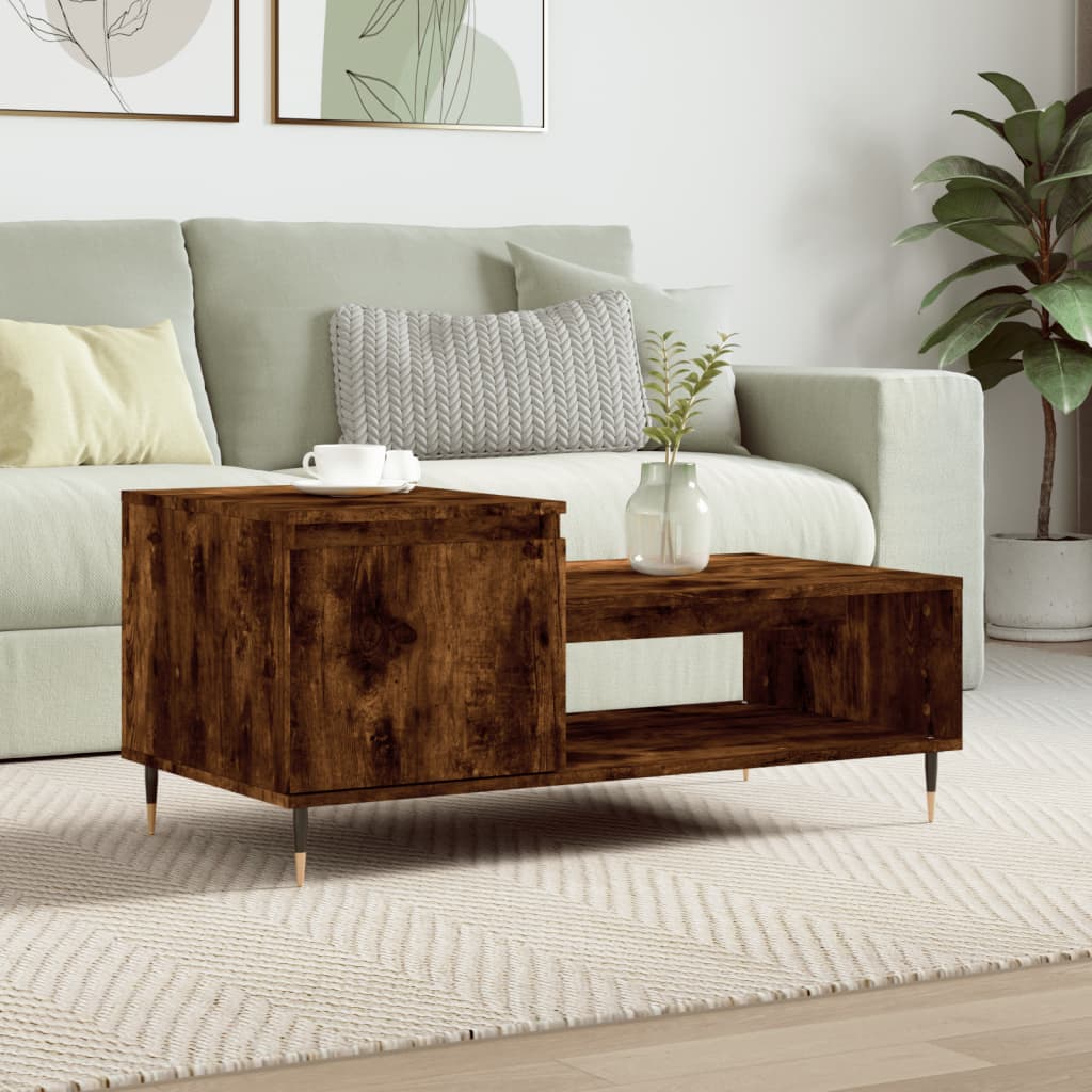 Table basse Chêne fumé 100x50x45 cm Bois d'ingénierie - XIOS