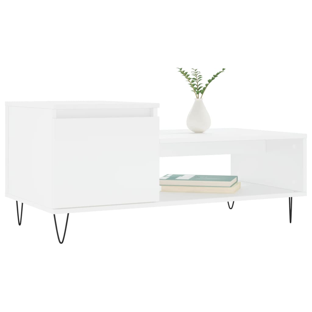 Table basse Blanc 100x50x45 cm Bois d'ingénierie - XIOS