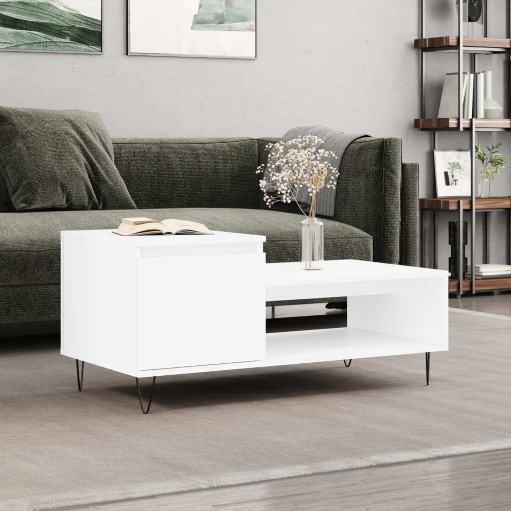 Table basse Blanc 100x50x45 cm Bois d'ingénierie - XIOS