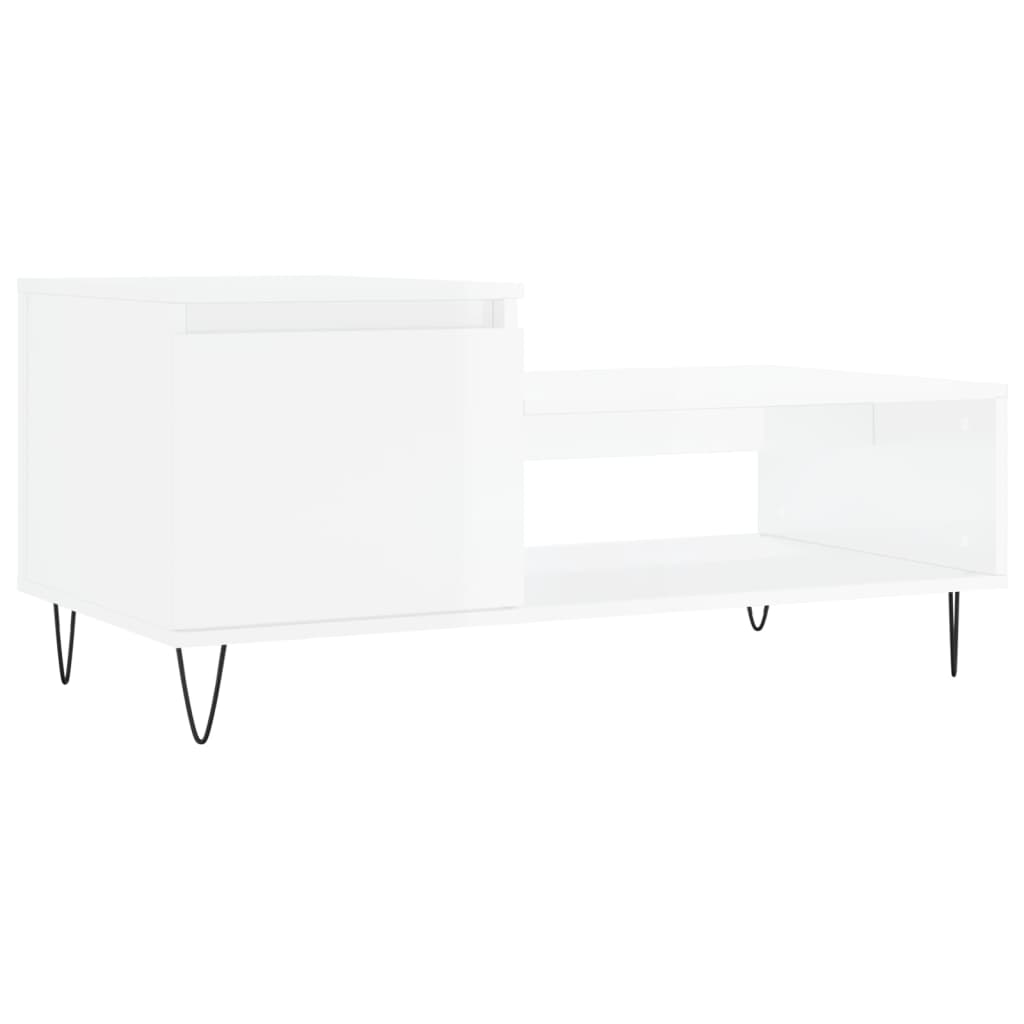 Table basse Blanc brillant 100x50x45 cm Bois d'ingénierie - XIOS