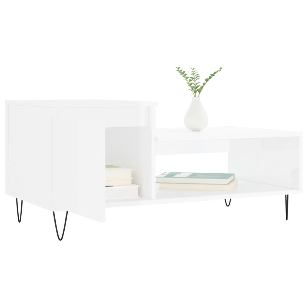 Table basse Blanc brillant 100x50x45 cm Bois d'ingénierie - XIOS