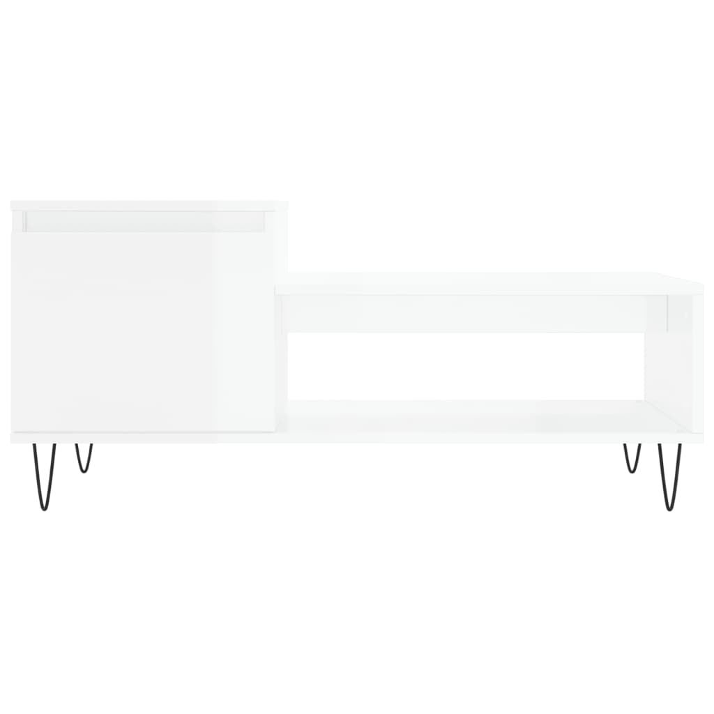 Table basse Blanc brillant 100x50x45 cm Bois d'ingénierie - XIOS