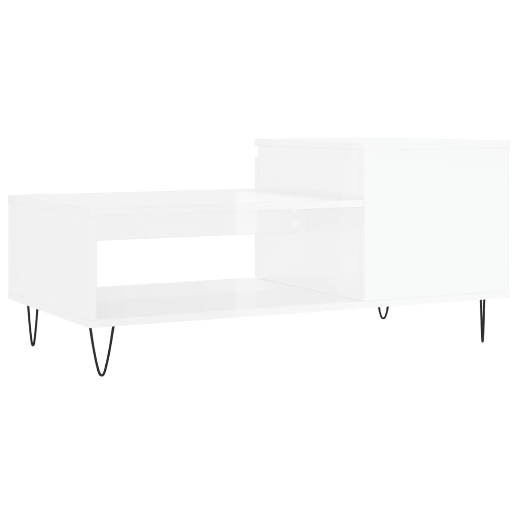 Table basse Blanc brillant 100x50x45 cm Bois d'ingénierie - XIOS