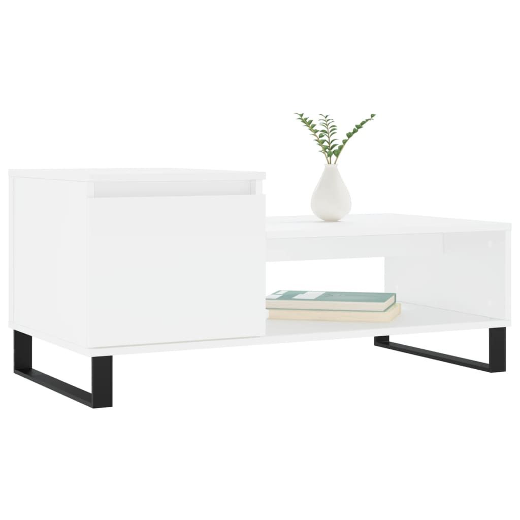 Table basse Blanc 100x50x45 cm Bois d'ingénierie - XIOS