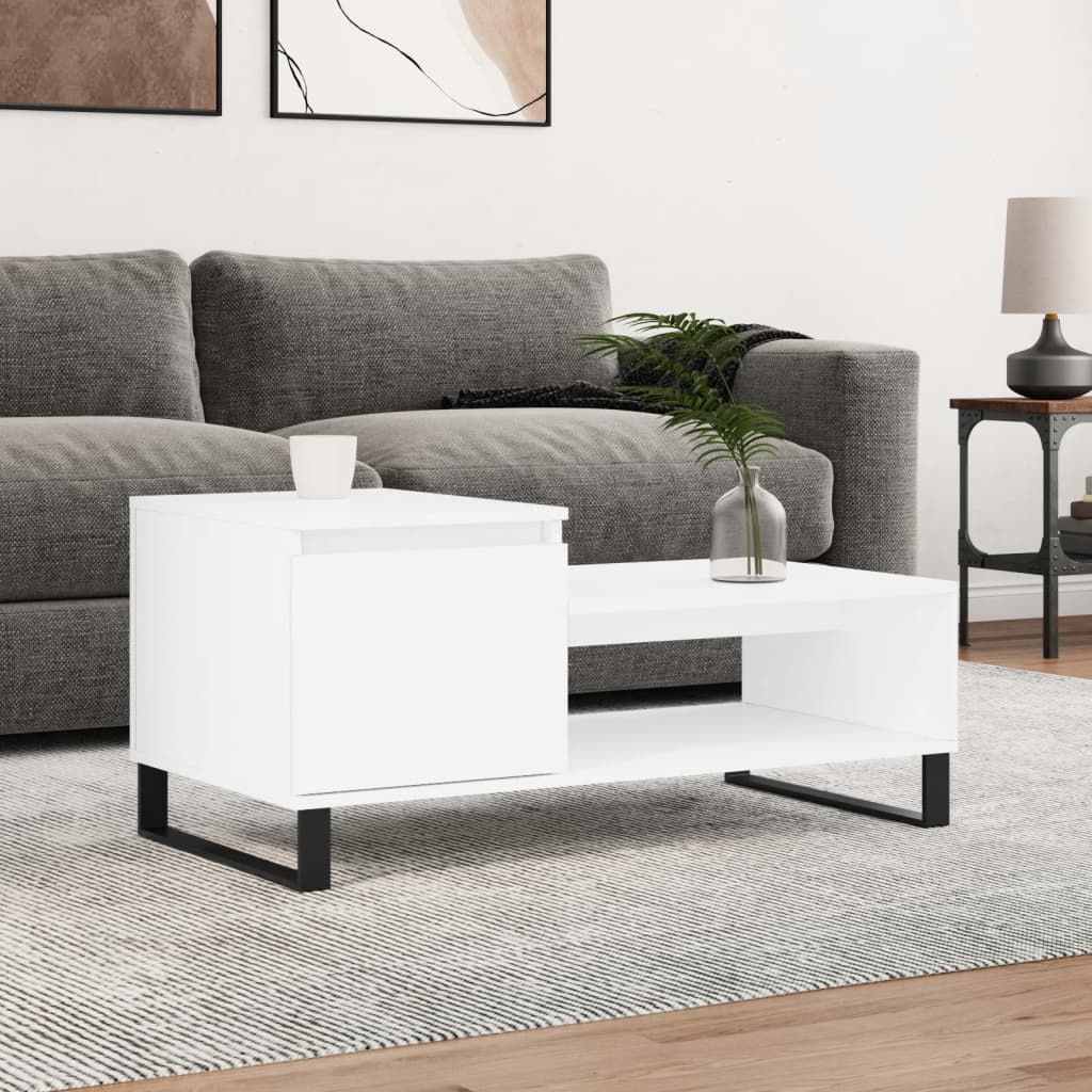 Table basse Blanc 100x50x45 cm Bois d'ingénierie - XIOS