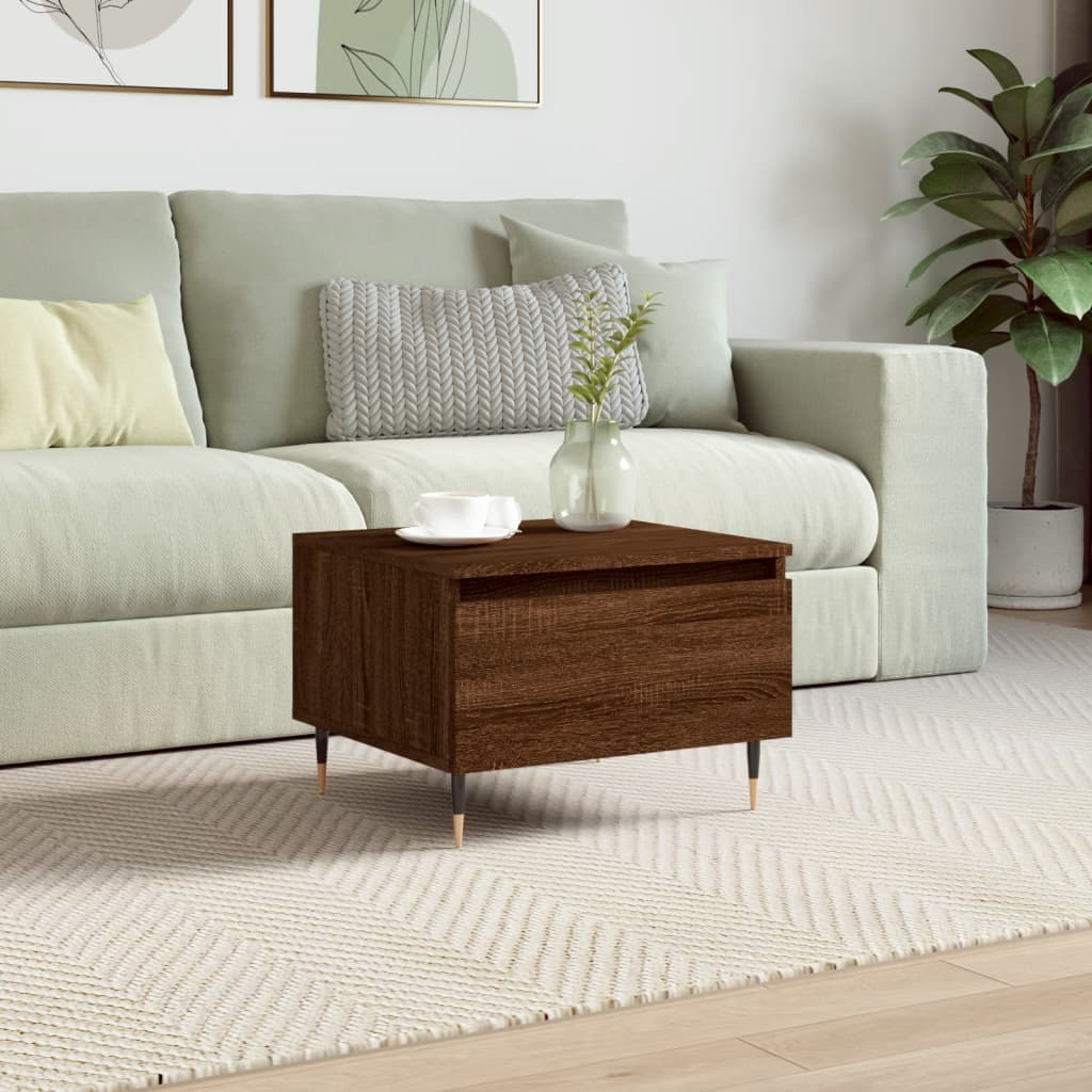 Table basse chêne marron 50x46x35 cm bois d'ingénierie - XIOS