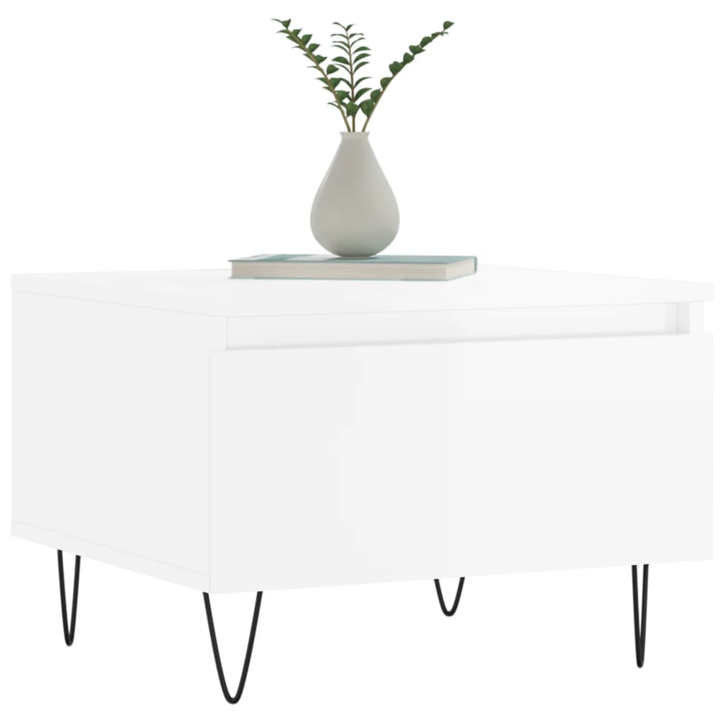 Tables basses 2 pcs blanc brillant 50x46x35cm bois d'ingénierie - XIOS
