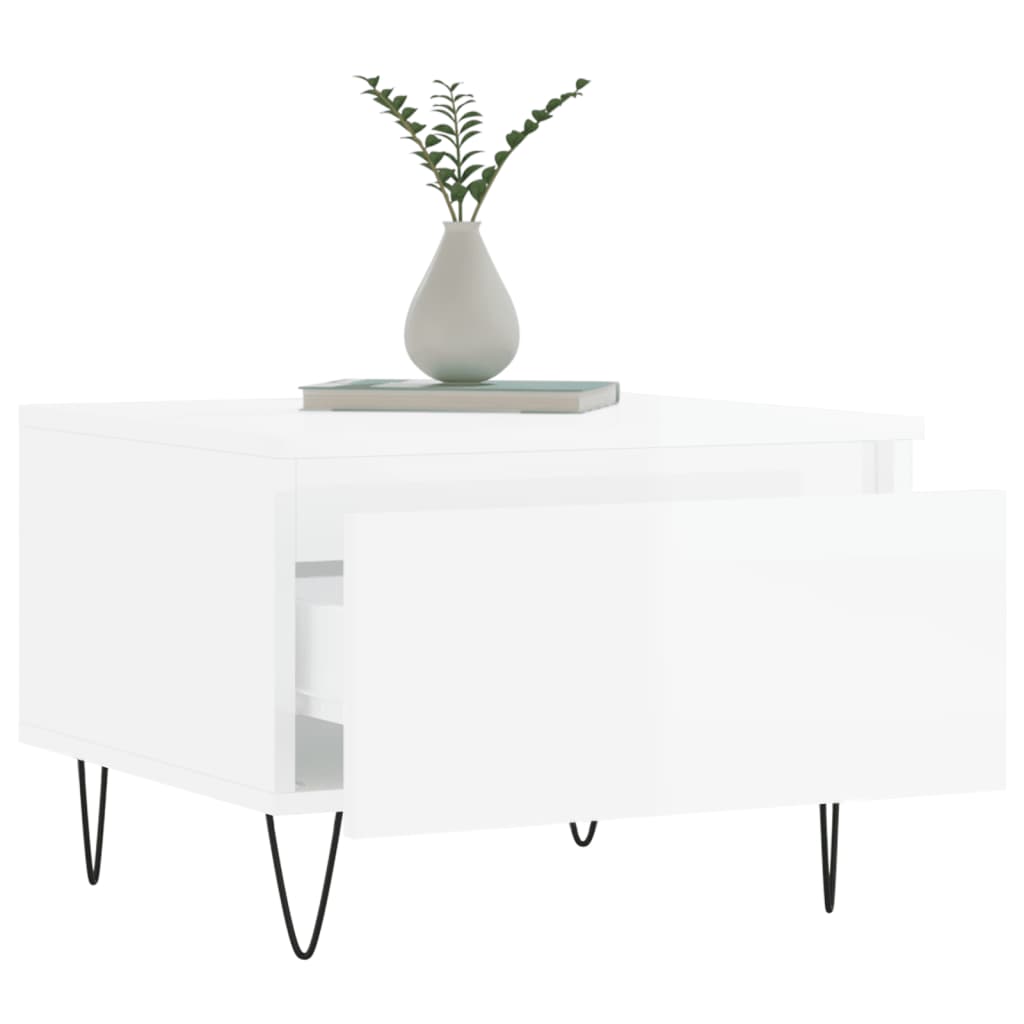 Tables basses 2 pcs blanc brillant 50x46x35cm bois d'ingénierie - XIOS