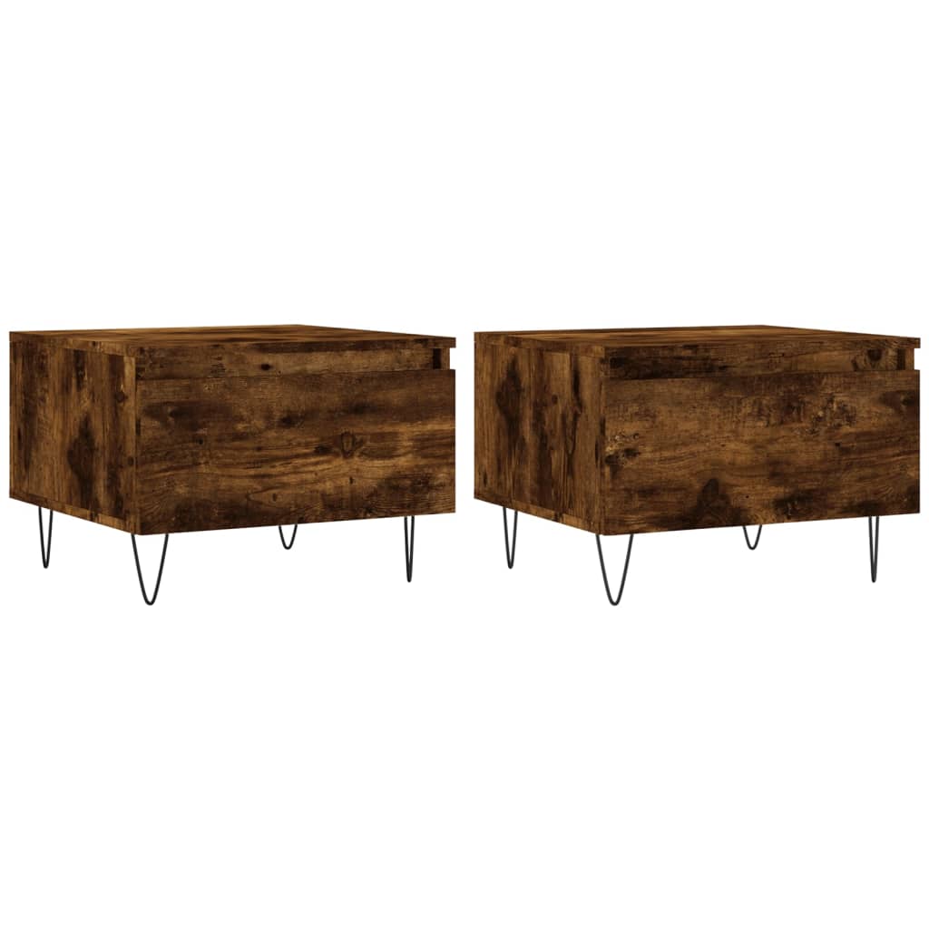 Tables basses 2 pcs chêne fumé 50x46x35 cm bois d'ingénierie - XIOS