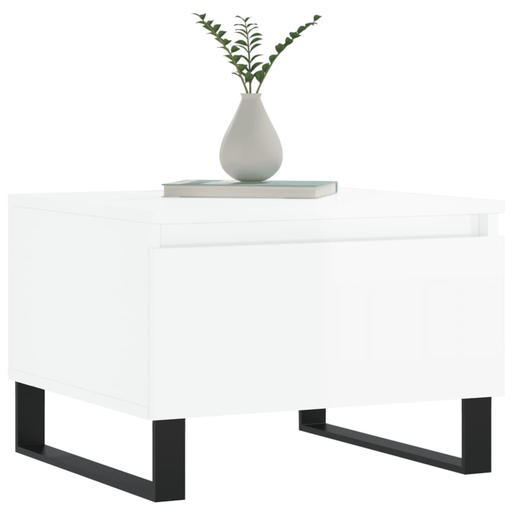 Tables basses 2 pcs blanc brillant 50x46x35cm bois d'ingénierie - XIOS