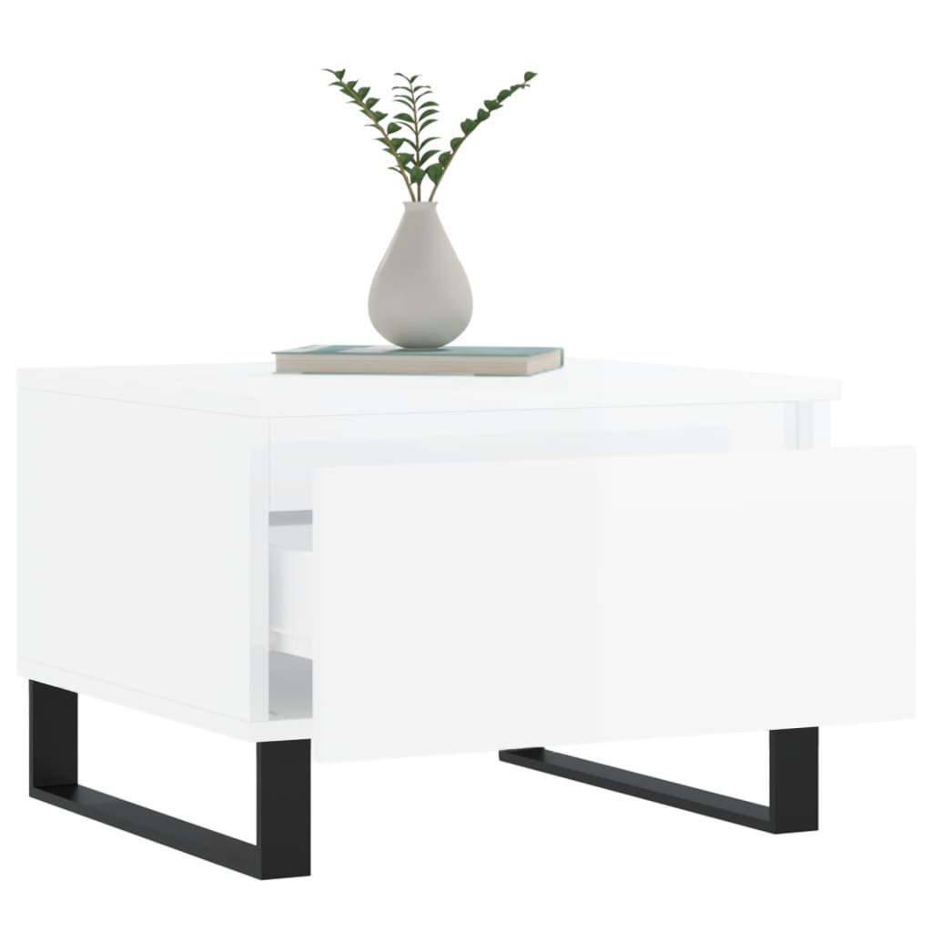 Tables basses 2 pcs blanc brillant 50x46x35cm bois d'ingénierie - XIOS